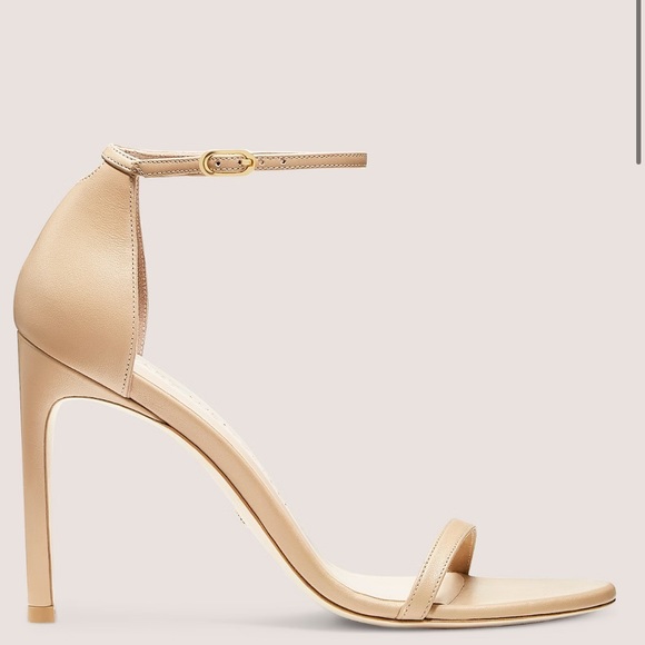 Stuart Weitzman Nudistsong Strap Sandal Heels in Leather/Adobe Beige - Picture 1 of 10